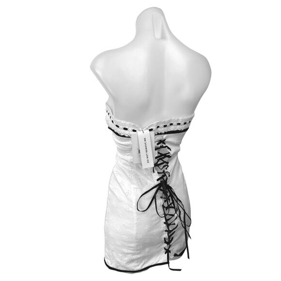 NEW With Jean Sabrin White Embroidery Strapless Sleeveless Mini Corset Dress XXS - Picture 6 of 11